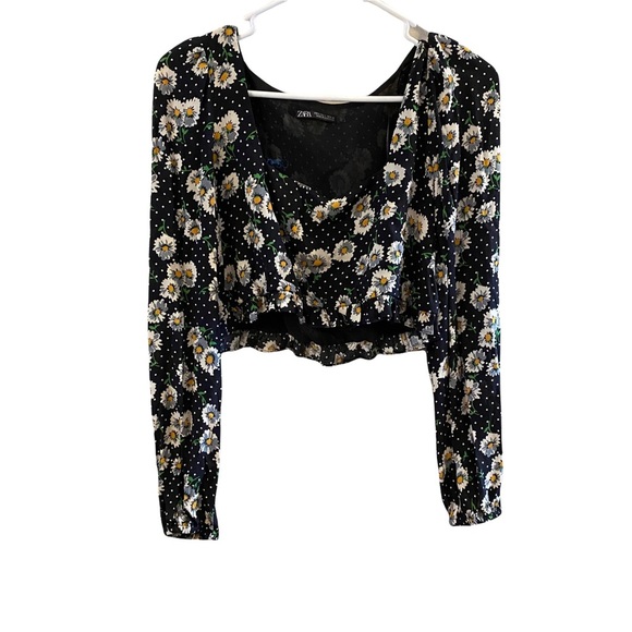 ZARA Daisy Floral Spotted Cropped Top - Picture 6 of 10